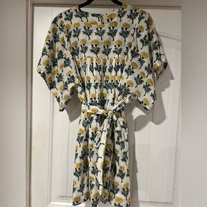 Emerson Fry BASALIE DRESS - BIG MARIGOLDS WHITE ORGANIC cotton size S